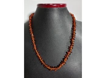 Vintage Hand Knotted Polished Amber Bead Necklace