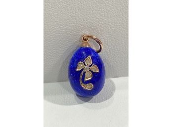 Unique 14 K Gold & Enamel Egg Pendant - Russian ? - Hammer & Sickle Mark -