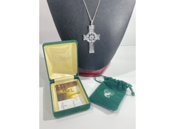 Vintage Waterford Crystal Celtic Cross With Sterling Silver Chain  - Original Box  -