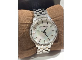 Michael Kors Stainless Steel & Mother Of Pearl Face Ladies Watch  Model MK -3118