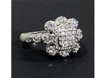 Beautiful Signed Judith Ripka Multi Stone CZ  Statement Ring