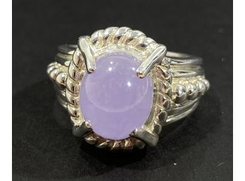 Signed Judith Ripka Sterling Silver & Lavender Jade Ring