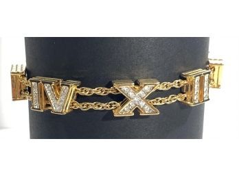 Vintage Signed Swarovski  'Atlas Style'  Roman Numerals Bracelet