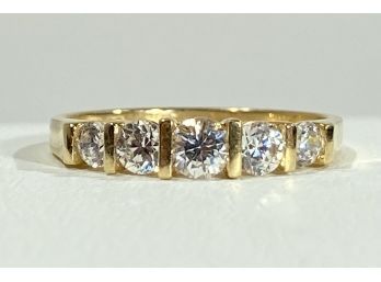 14 K Yellow Gold  5 Stone Diamonique CZ Ring