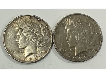 Lot Of 2 Peace Silver Dollars   -  1922 & 1935