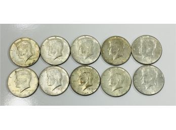 Lot Of (10)    40 Silver Kennedy Half Dollars   - 1966  - 1969