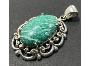 Large Sterling Silver & Amazonite Pendant