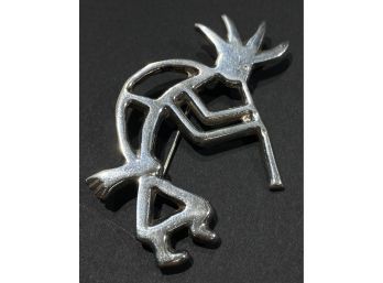 Vintage Native American Sterling Silver Kokopelli Figure Brooch