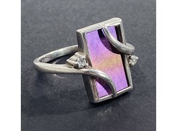 Unique Sterling Silver -Rectangular Purple - Ring