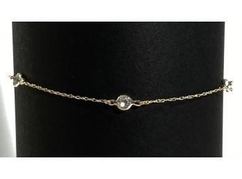 14 K Yellow Gold  3 Stone Diamonique Bracelet