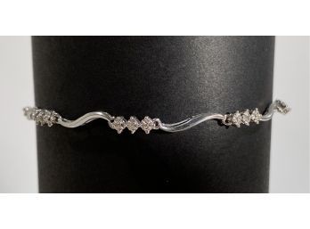 10 K White Gold & Diamond Accent Bracelet