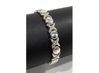 Sterling Silver Hugs & Kisses Link Bracelet