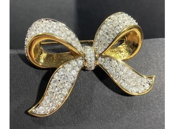 Signed Swarovski Crystal Bow Pin