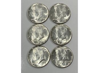 Lot Of 6 Silver Kennedy Half Dollars   - 1964  - Uncirculated -