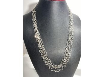 Extra Long Sterling Silver Oval Open Link Necklace