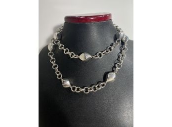 Large Sterling Silver Round Link Necklace