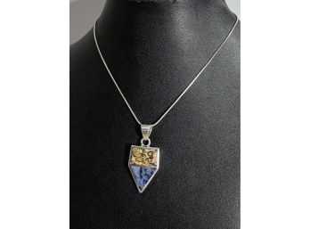 Unique Sterling Silver , Sodalite & Leopardskin Jasper Pendant & Necklace