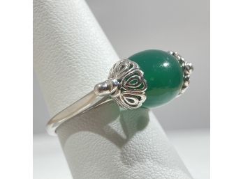 Sterling Silver & Green Stone Spinning Ring