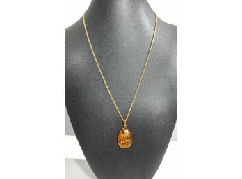 Large Polished Amber Pendant  & Necklace