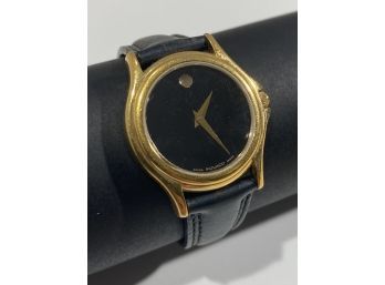 Vintage Ladies  Movado Black Museum Dial  Watch  - Leather Band -