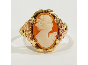 Vintage Hand Made 10 K Rose & Yellow Gold Cameo Ring