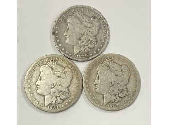 Lot Of 3 Morgan Silver Dollars   - 1879 ,1881-S & 1884-S