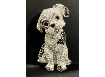 Vintage Swarovski Crystal Large Figural Dog Brooch