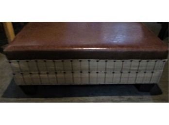 Leather Top Ottoman