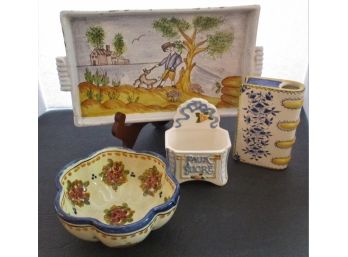 Lot Of 4 Pieces Painted Ceramic