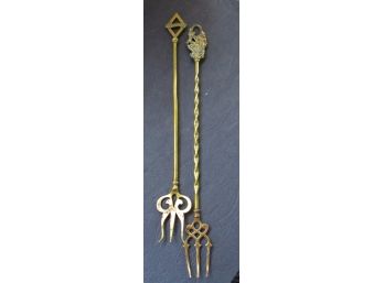 Pair Of Brass Tasting Forks