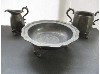 Lot Of 3 Pieces Vintage Pewter