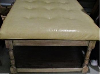 Coffee Table With Tufted Leather Top