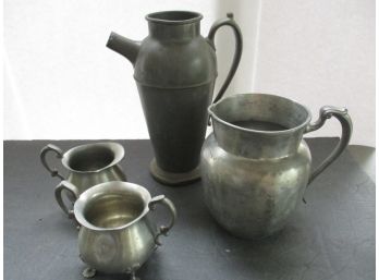 Lot Of 4 Pcs. Antique Pewter