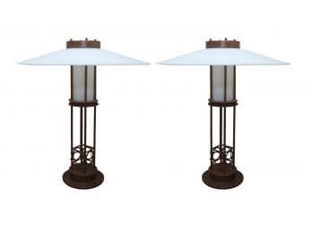 Pair Of Rare Robert Sonneman For George Kovacs Modern Table Lamps