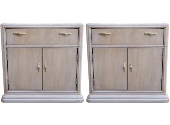 Pair Of Thomasville 'Fascination' Washed Maple Night Stands