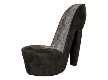 Black Stiletto Shoe Chair With Snake Skin Print