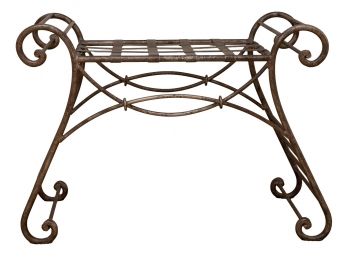 Cast Iron Metal Scroll Arm Bench With Straps