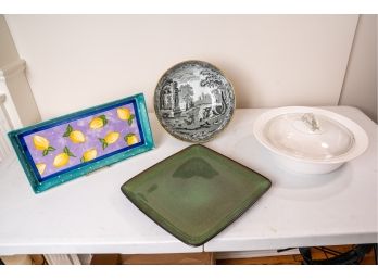 Copeland Spode Porcelain Bowl With A Gold Rim, Pyrex Covered Vegetable Dish And More