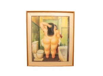 Framed Fernando Botero (Columbian) Print Of 'The Bath'