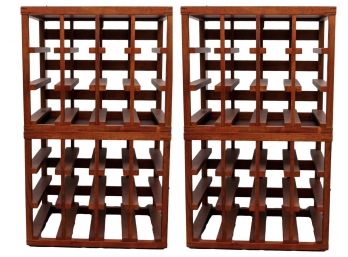 Set Of Four Pottery Barn Stacking Wood Wine Crates