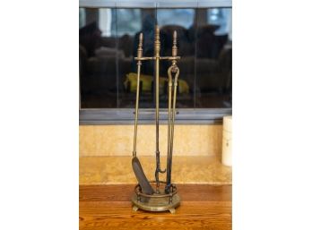 Three Piece Brass Fireplace Tool Set