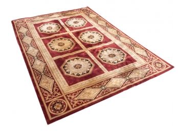 Hand Knotted Chinese Savonneire Box Panel Wool Pile Area Rug (Retail $3797)