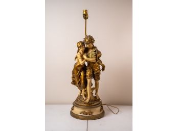 Antique Figural Table Lamp Of Two People Embracing Each Other