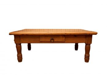 Oak Wood Coffee Table With Center Drawer