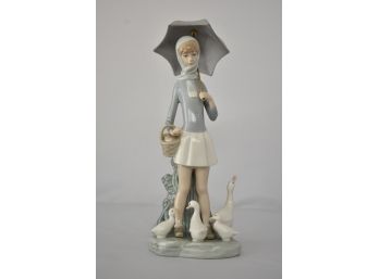 Lladro 'Girl With Umbrella And Geese' Figurine No 4510