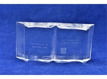 Saint Louis Crystal Open Book Paperweight