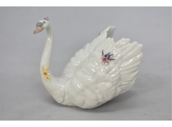 Lladro White Swan With Flowers Figurine No 6499