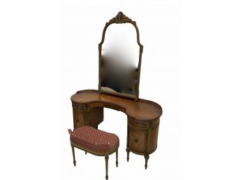 Antique Vanity Table , Mirror  And Stool