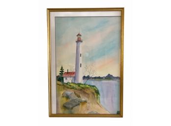 Large Lighthouse Watercolor By Evelyn Lucas 42' X 29'
