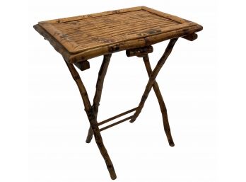 Vintage Burnished Bamboo Folding Table 23' X 17' X 30'